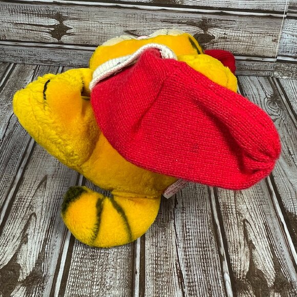 VINTAGE Garfield Christmas Plush Santa Hat 1981 Stuffed Animal Stuff It Stocking - Picture 9 of 11